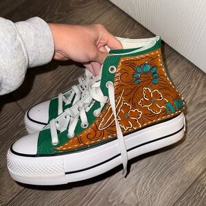 Green and leather High-Top Sneakers